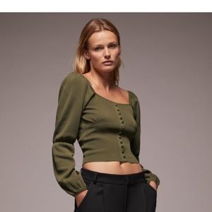 Knit top with balloon sleeves